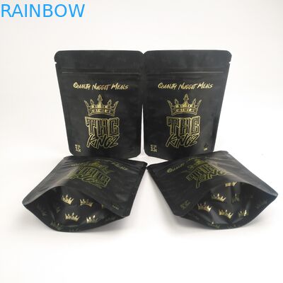 In tùy chỉnh 3.5g Herbal Cannabies Pouch Matte Childproof Gold Foil Dầu CBD Kartom Đóng gói Mylar Bag