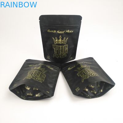 In tùy chỉnh 3.5g Herbal Cannabies Pouch Matte Childproof Gold Foil Dầu CBD Kartom Đóng gói Mylar Bag
