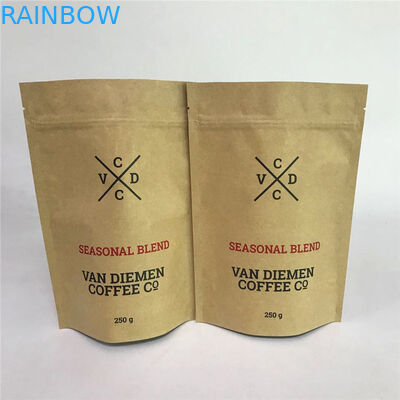 Kraft Zip Lock Stand up Pouches với Tear Notch và Matte Window