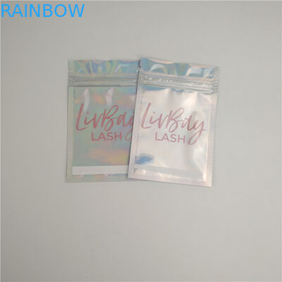 Chứng minh mùi tùy chỉnh Mỹ phẩm Holographic Nhựa Ziplock Seal niêm phong Lông mi Son môi Bao bì Túi Mylar