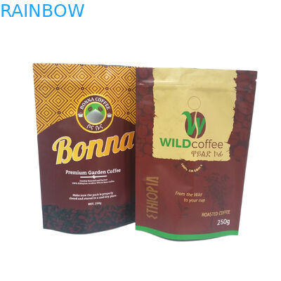 250g 500g 1kg Matte Finish Foil Lót Đứng lên Túi bao bì có dây kéo để đóng gói cà phê