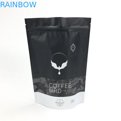 Túi nhựa màu đen Matte Snack Bao bì Túi cà phê với van một chiều