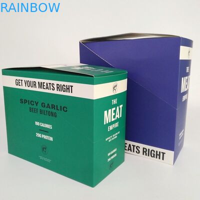 Các tông in gấp tùy chỉnh Hộp trưng bày bán lẻ 200G Thịt bò khô Bao bì Năng lượng Thanh Đồ ăn nhẹ Hộp giấy