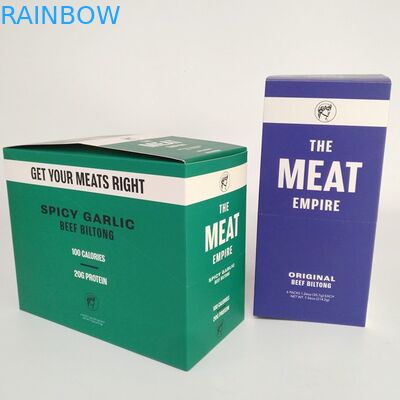 Các tông in gấp tùy chỉnh Hộp trưng bày bán lẻ 200G Thịt bò khô Bao bì Năng lượng Thanh Đồ ăn nhẹ Hộp giấy
