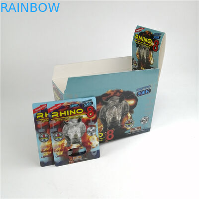 600k 700k Rhino Sex Pill Thẻ trống Capsule Vỉ 3d Card Display Box Bao bì Sex Pill