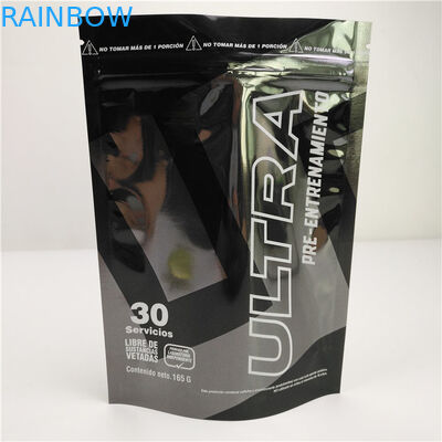 Lá nhôm đen bóng Mylar Túi nhựa đứng Logo tùy chỉnh