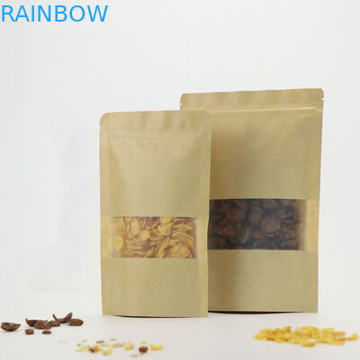 Bảo quản thực phẩm Niêm phong Kraft Ziplock Đứng lên Túi Logo tùy chỉnh