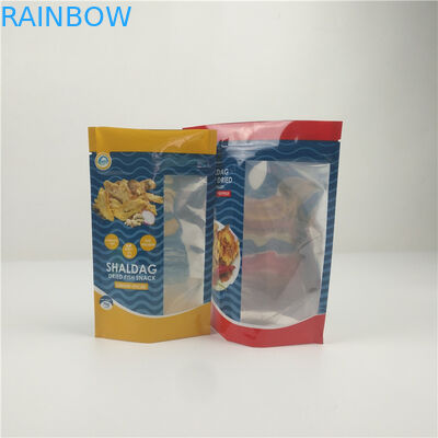 Cá khô bóng Bao bì giấy nhôm có dây kéo bằng nhựa với cửa sổ rõ