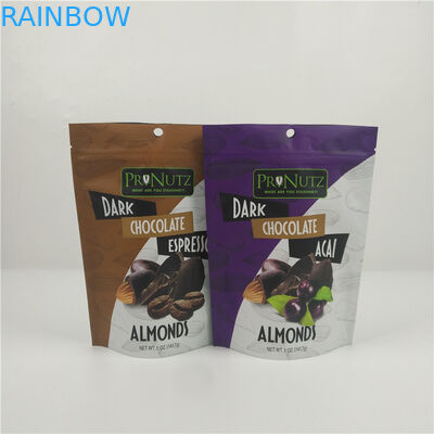 Thực phẩm cấp dây kéo nhựa tùy chỉnh in đứng lên túi cho thanh sô cô la