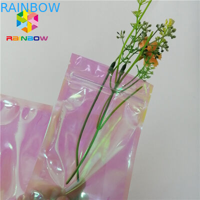 3 mặt niêm phong nhỏ PE Holographic Ziplock Pouches In laser tùy chỉnh