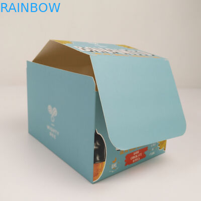 Hộp các tông gấp tùy chỉnh Hộp trưng bày xé đi, các tông sóng PDQ Quầy bán lẻ Đồ ăn nhẹ Hộp bao bì giấy