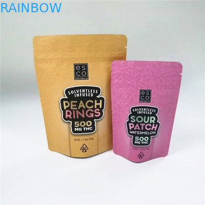 Túi chống mùi MOPP CMYK Mylar Cbd Thc Đứng lên Túi có dây kéo
