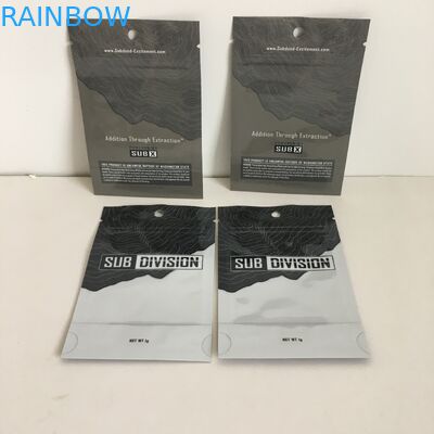 Chống mùi Đứng lên Túi Mylar Túi có Ziplock 1g Cần sa Túi nhựa có hoa Cần sa có lỗ treo Cửa sổ rõ ràng