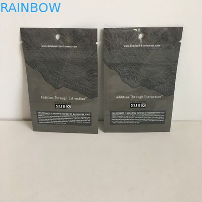 Chống mùi Đứng lên Túi Mylar Túi có Ziplock 1g Cần sa Túi nhựa có hoa Cần sa có lỗ treo Cửa sổ rõ ràng