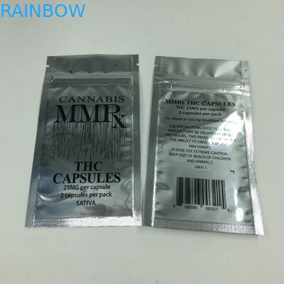 Giấy nhôm sáng bóng 1g bằng chứng có mùi Dây kéo có thể ăn được Mylar Weed Túi cần sa Túi Ziplock phẳng cho bột