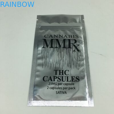 Giấy nhôm sáng bóng 1g bằng chứng có mùi Dây kéo có thể ăn được Mylar Weed Túi cần sa Túi Ziplock phẳng cho bột