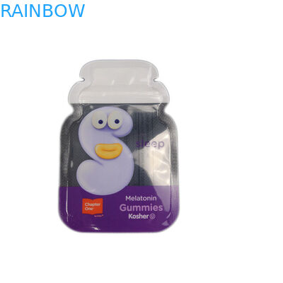 Cb Hình dạng tùy chỉnh 3 Bên Con dấu Giấy bạc Bao bì Kẹo dẻo Túi phẳng Túi nhựa tùy chỉnh Bao bì Túi khóa zip