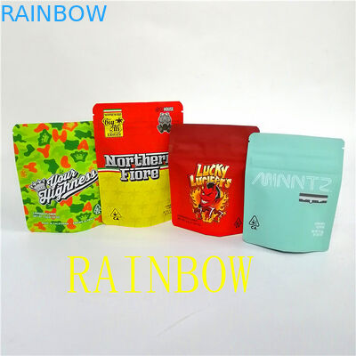 In tùy chỉnh Mềm mại Cảm ứng Mùi Bằng chứng Đứng lên Trẻ em Bằng chứng ziplock Túi Mylar Mờ cho Hoa khô để lại bao bì