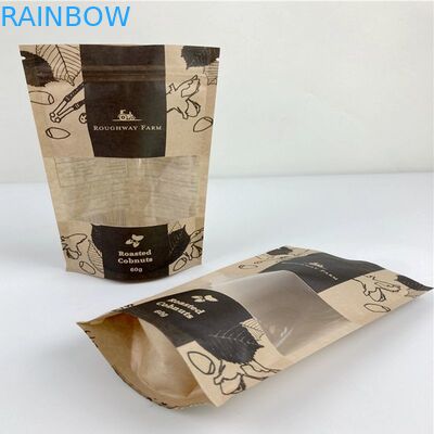 In kỹ thuật số đứng lên Túi giấy Kraft Túi chống mùi Bao bì thực phẩm Doypack có cửa sổ