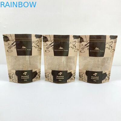 In kỹ thuật số đứng lên Túi giấy Kraft Túi chống mùi Bao bì thực phẩm Doypack có cửa sổ