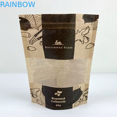 In kỹ thuật số đứng lên Túi giấy Kraft Túi chống mùi Bao bì thực phẩm Doypack có cửa sổ