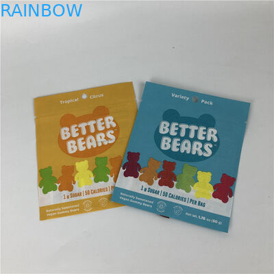 Ba mặt con dấu nhiệt phẳng Niêm phong Snack Cookie ăn được CBD THC Kẹo cao su Túi bao bì có thể phân hủy sinh học