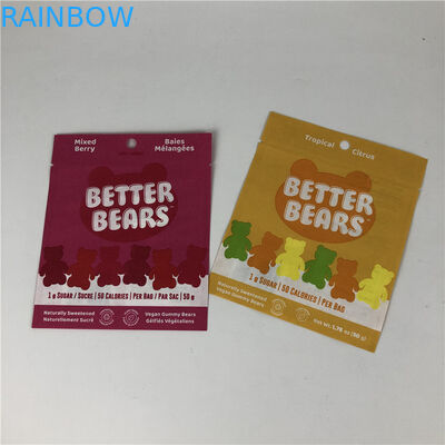 Ba mặt con dấu nhiệt phẳng Niêm phong Snack Cookie ăn được CBD THC Kẹo cao su Túi bao bì có thể phân hủy sinh học