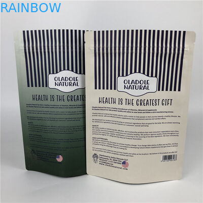 Chip in ấn tùy chỉnh Zip Lock Stand Up Pouch Túi giấy Kraft trắng