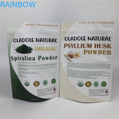 Chip in ấn tùy chỉnh Zip Lock Stand Up Pouch Túi giấy Kraft trắng