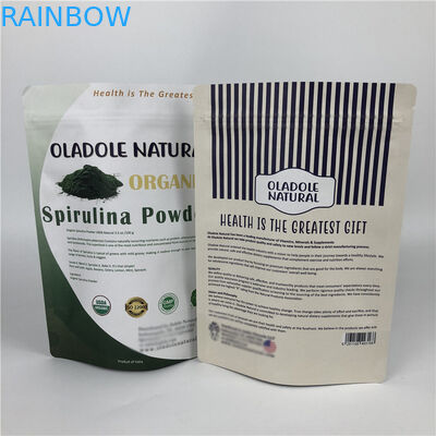 Chip in ấn tùy chỉnh Zip Lock Stand Up Pouch Túi giấy Kraft trắng