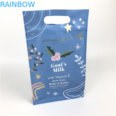 Túi đựng thực phẩm có khóa ZIp đáy phẳng có tay cầm cho bao bì tẩy tế bào chết toàn thân