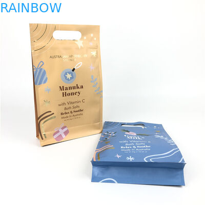 Túi đựng thực phẩm có khóa ZIp đáy phẳng có tay cầm cho bao bì tẩy tế bào chết toàn thân