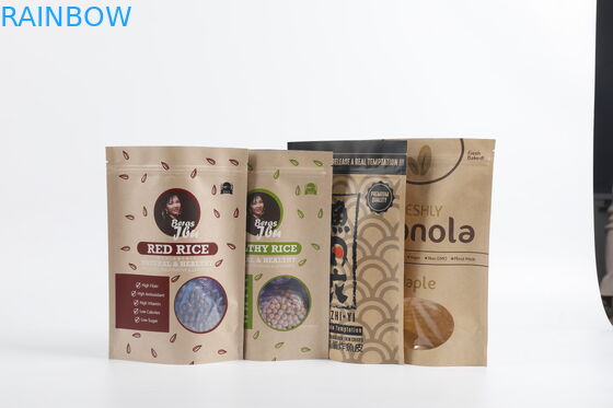 Bao bì giấy Kraft có thể phân hủy sinh học tùy chỉnh PLA Đứng lên Bao bì thực phẩm trà