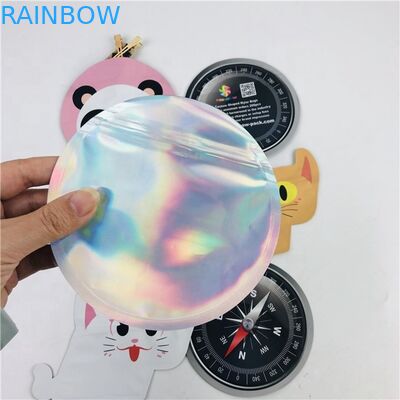 Hình tròn Hologram Mylar Zipper Foil Pouch Bao bì 3.5g Đường kính 4 inch 5 inch