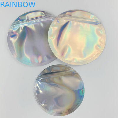Holographic Mylar In tiền xu Túi có dây kéo Bao bì Hình tròn Hình tròn 3,5g