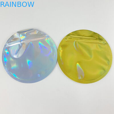 Holographic Mylar In tiền xu Túi có dây kéo Bao bì Hình tròn Hình tròn 3,5g