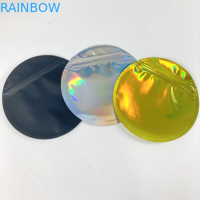 Holographic Mylar In tiền xu Túi có dây kéo Bao bì Hình tròn Hình tròn 3,5g