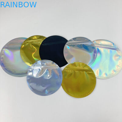 Holographic Mylar In tiền xu Túi có dây kéo Bao bì Hình tròn Hình tròn 3,5g