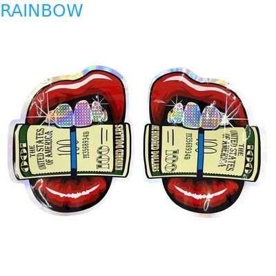 Hình dạng bất thường tùy chỉnh Túi dây kéo nhựa Mylar chống mùi 3,5g 7g