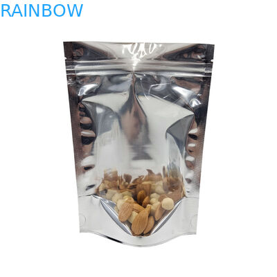 Bao bì lá nhôm CMYK Mylar Doypac Clear Window Front Silver Back Stand Up Resealable