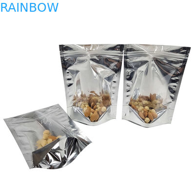 Bao bì lá nhôm CMYK Mylar Doypac Clear Window Front Silver Back Stand Up Resealable