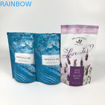 Túi đóng gói có thể tái sử dụng được in để ngâm trong bồn tắm Đứng lên Dây kéo bằng nhôm Matte Blue Mylar