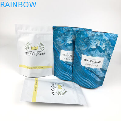 Túi đóng gói có thể tái sử dụng được in để ngâm trong bồn tắm Đứng lên Dây kéo bằng nhôm Matte Blue Mylar