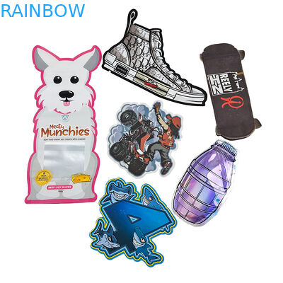 3,5g Túi Mylar chống mùi được niêm phong In tùy chỉnh Khuôn cắt đặc biệt độc đáo Hình dạng không đều