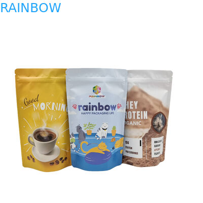 Bao bì nhựa ăn được Túi nhôm có dây kéo đứng lên cho Snack Cookie Protein Powder