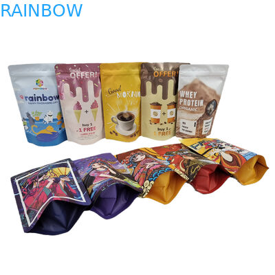 Bao bì nhựa ăn được Túi nhôm có dây kéo đứng lên cho Snack Cookie Protein Powder