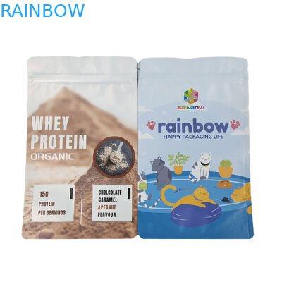 Bao bì nhựa ăn được Túi nhôm có dây kéo đứng lên cho Snack Cookie Protein Powder