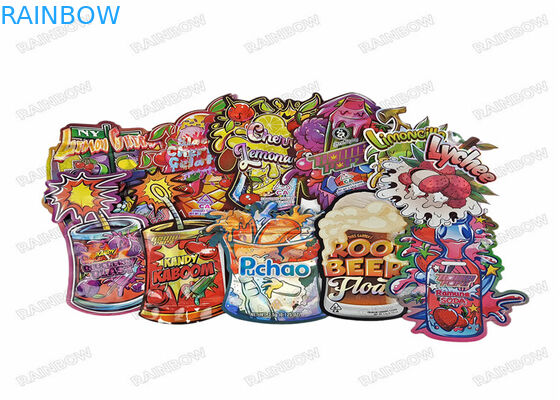 3,5g Cấp thực phẩm Tùy chỉnh Mylar Die Cut Hình dạng không đều Bao bì Mylar chống trẻ em có dây kéo