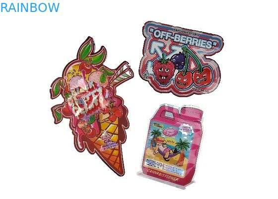 Túi nhựa Ziplock 3,5g Hologram Mylar Ziplock Die Cut Hình dạng đặc biệt không đều