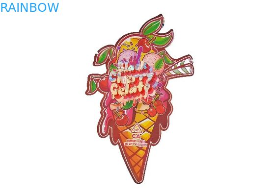 Túi nhựa Ziplock 3,5g Hologram Mylar Ziplock Die Cut Hình dạng đặc biệt không đều